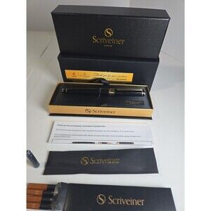 Scriveiner London Fountain Pen - Classic Black Lacquer - Complete Gift Set